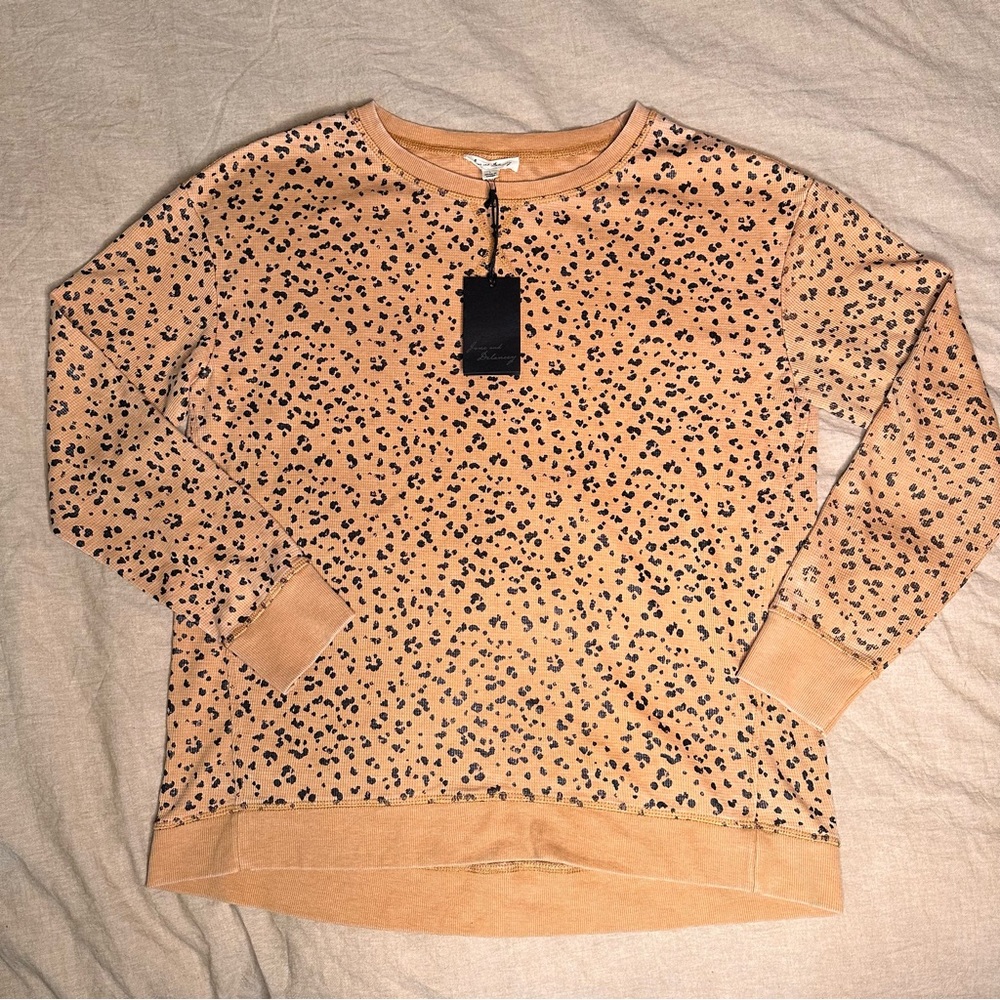 Lounge Wear Leopard Cheetah Print Waffle Print Long Sleeve!